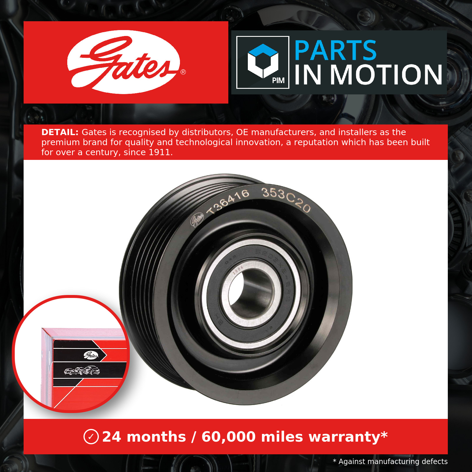 Aux Belt Idler Pulley fits TOYOTA COROLLA E15 2.0D 06 to 14 1AD-FTV Guide Gates - Image 11