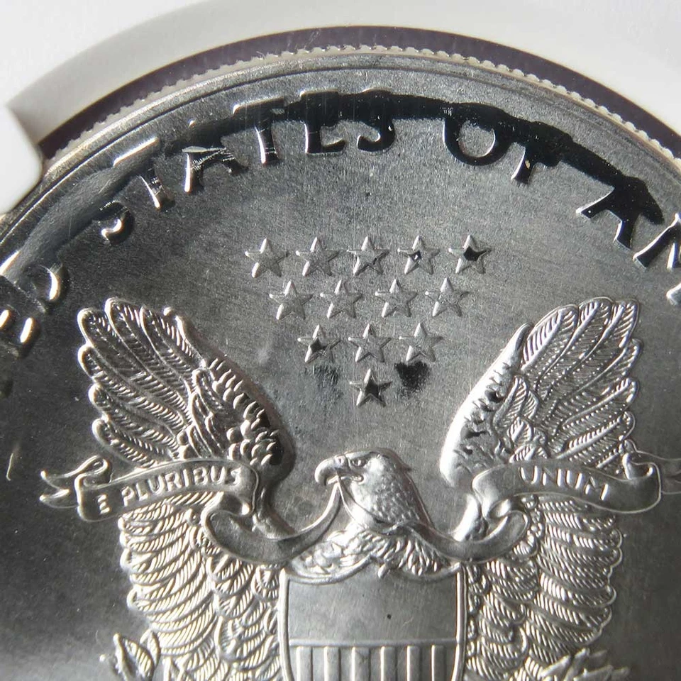 2017 $1 American Silver Eagle NGC MS69 Mint Error Reverse Struck Thru - Image 2 of 3