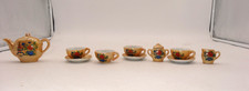 Vintage Lusterware Childs Floral Porcelain 10 Piece Orange/Peach  Blue TeaSet