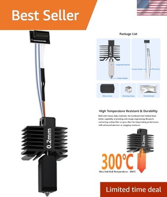 High-Performance 0.2mm Hotend with Abrasion-Resistant Nozzle for 3D Printing