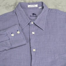 Vintage Burberrys Shirt Mens 16-35 Blue Micro Check Button Down Made USA 90s