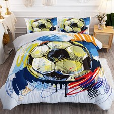 BSNTHO Soccer Comforter Set Boys Sports Bedding Set Twin Size for Kids Teens ...