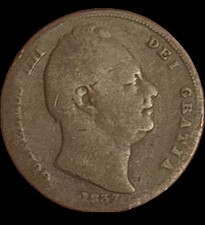 1837 William IV 1 Farthing Vintage Coin Great Britain
