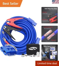25ft Alligator Clamp Jumper Cables, 1 Gauge - Heavy Duty, -Certified, with Bag