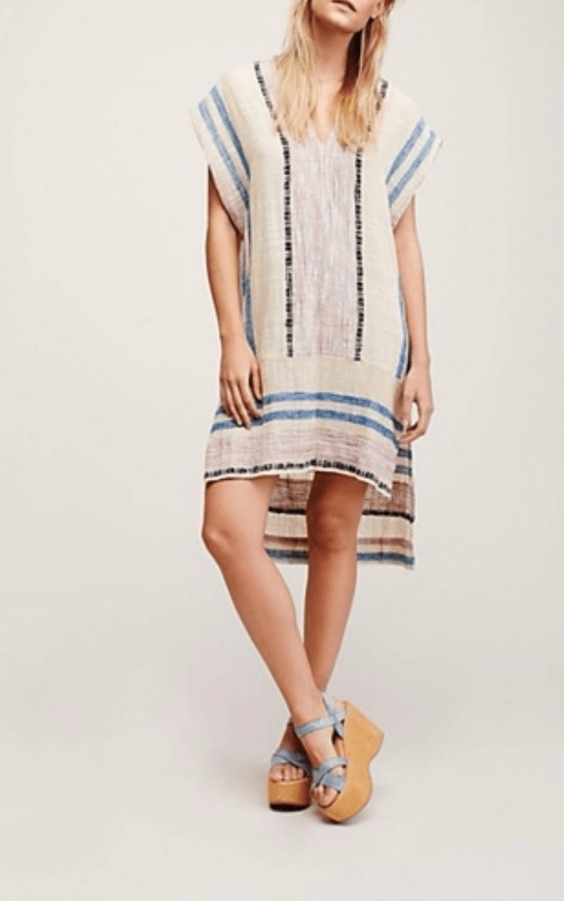 Free People Boho Stripe Kaftan Pullover Dress