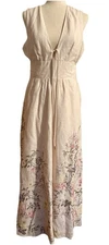 Womens Christian Lacroix Pink Linen Floral Sleeveless Dress Sz Small wedding 