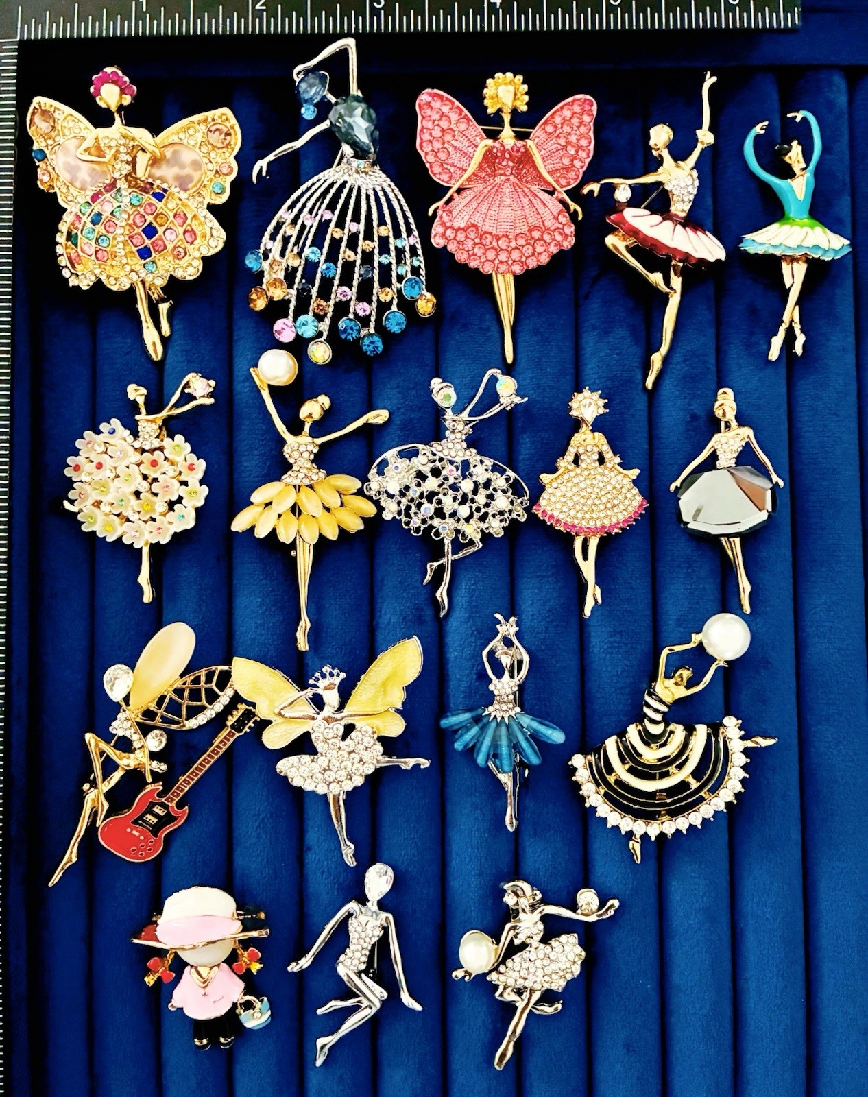 Lote de 17 Broches de Bailarina Alfileres de Bailarina Esmalte Cristal Estrás Joyería