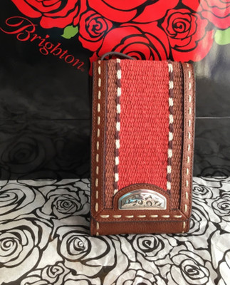 NWT Brighton DAKOTA STRIPES Bourbon Leather Phone Organizer Crossbody MSRP  $215