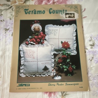 Sabra Teramo Counts Cross Stitch Leaflet S-69 Christmas Pillow Designs