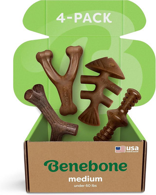 Medium 4-Pack Dog Toys for Aggressive Chewers   Durable Dog Bones, Made in USA  