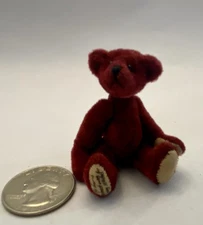 Miniature Artist Bear Velveteen Maroon Fully Jointed 2 1/2”