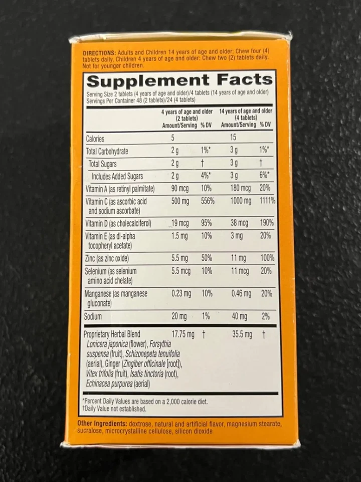Comprimidos masticables de apoyo inmunológico en el aire vitamina C 1000 mg suplemento 96 ct Foto 2 de 4