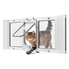 VEVOR Cat Door for Window Pet Door for Cats Adjustable Width 35" - 40" White