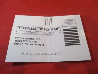 Virgin Games, Inc. Nintendo Game Boy Product Registration Card Insert VIR-DMG-US