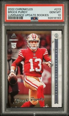 Brock Purdy 2022 Panini Chronicles Luminance Update Rookie Card #213 PSA 10