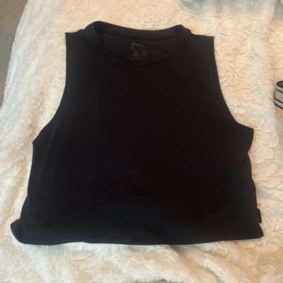 Gap Fit Brushed Tech Jersey Tank Top Womens Small Black Athletic Cropped Shirt