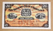 Original  Scottish £1 banknote issued by the National Bank of Scotland, 1958 P#2
