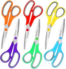 Scissors, 8" Scissors All Purpose Bulk Set of 6-Pack, Sharp Shears for Office
