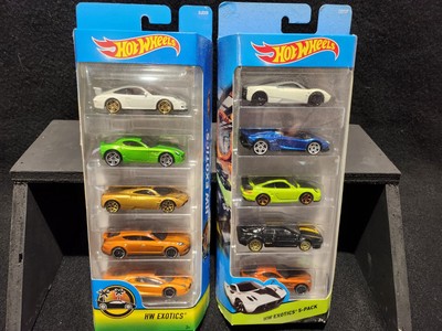 HOT WHEELS 2 EXOTICS 5 CAR GIFT PACKS PORSCHE LAMBORGHINI ALFA ROMEO LOTUS