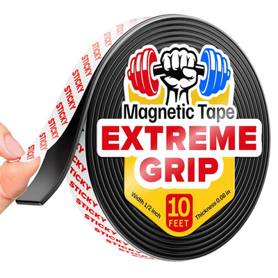Super Sticky Magnetic Tape 10ft x 1/2in Strong Adhesive DIY Craft Strip for Frid
