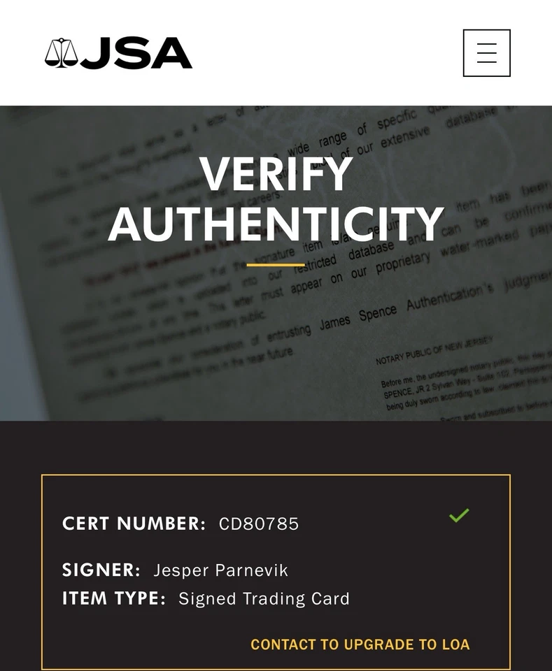 Tarjeta firmada por Jesper Parnevik UD Upper Deck Stat Leader JSA COA IP automática b Foto 3 de 3