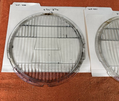 PAIR Vintage GLOLITE Head Light Lamp GLASS LENS Old Car Truck 9-7/16 X 8-7/16 - Picture 2 of 14