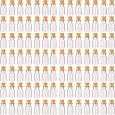 MaxMau 100pcs 1ml Small Mini Glass Bottles Jars with Cork Stoppers Tiny Clear