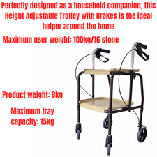 Image of Height Adjustable Strolley Trolley with Brakes & Castor Wheels