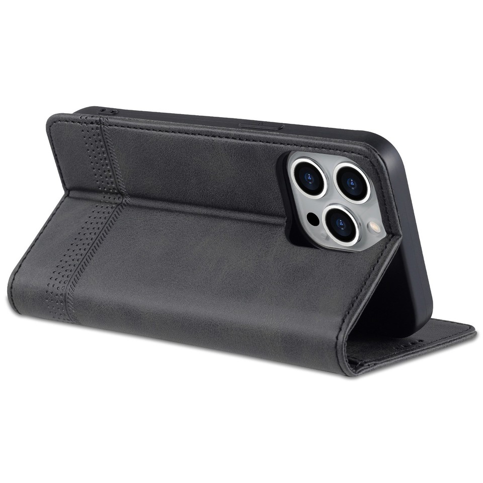 Étui Portefeuille Magnétique En Cuir PU Pour IPhone 11 à 17 Pro Max - Support Carte, Protection