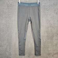 Nike Pro Womens Dri-FIT Mesh Panel Athletic Leggings Charcoal Gray Size M