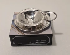 Elegant Silver-plated Tea Strainer & Catch Plate - With Original Box