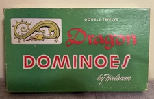 Vintage Halsam Dragon Dominoes Set 1220 Double 12, 91 Pieces w/ Rules, Very Nice