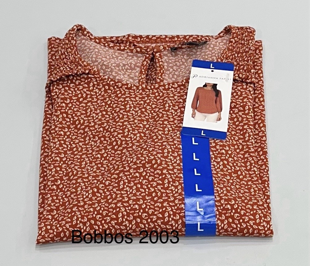 Adrianna Papell Women's 3/4 Sleeve Stretch Soft Blouse, Orange, Size L