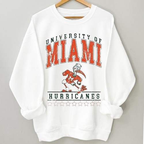 Vintage Miami Hurricanes NCAA College Crewneck Sweatshirt S-5XL