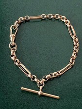 ANTIQUE 9ct Rose Gold Albert Bracelet T-Bar Dog Clip 5.65g SPARES / REPAIR