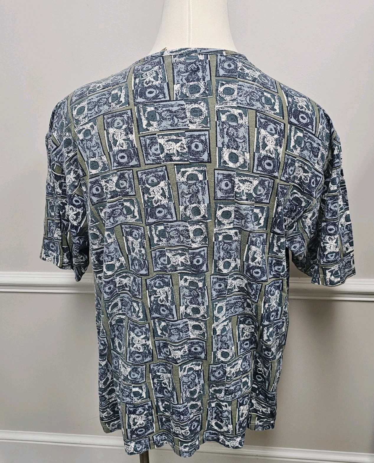 Vtg 90s Creative Edge Pullover Green Abstract Cot… - image 4