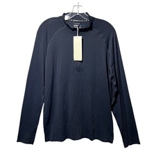 H M Move DryMove Quarter Zip Training Shirt Navy Active Long Sleeve Mens L NWT
