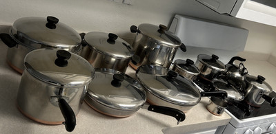22 Piece Vintage Revere Ware 1801 Copper Bottom DOUBLE-RING pre-68 ALL! HUGE SET