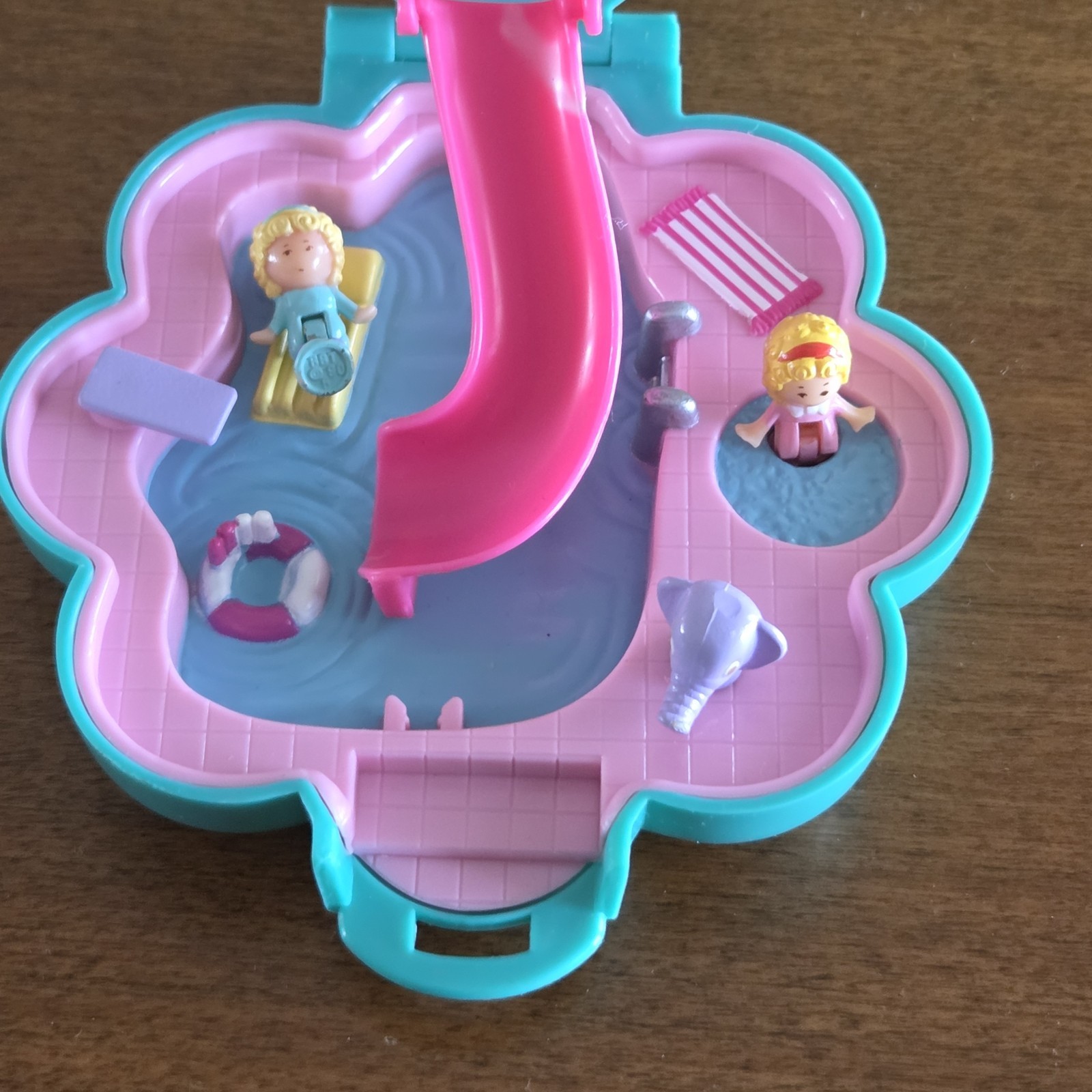 Polly Pocket Vintage Splash 'n Slide Water Park Bluebird Toys Case 2 Dolls 1990