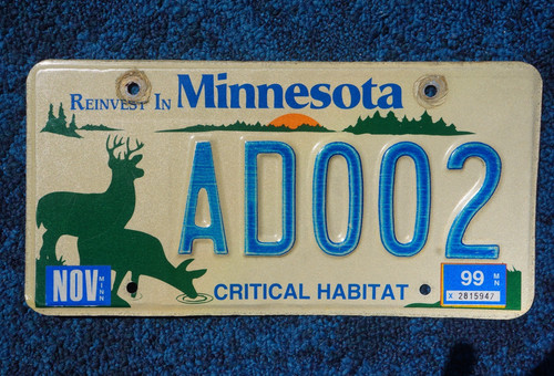 1999 Minnesota Wildlife Habitat License Plate