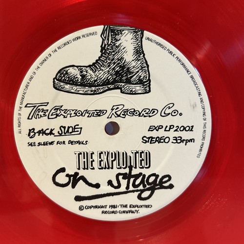 Exploited "On Stage" (EXP LP- 2001) 1981 first UK press RED VINYL EX Condition - Picture 8 of 8