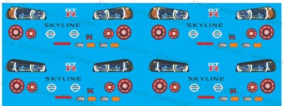 Skyline R34 light bundle white toner water slide decal For 1/64  custom diecast
