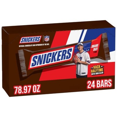 SNICKERS Candy Milk Chocolate Bars,Share Size Bulk Pack,3.29 oz Bar (Pack of 24)