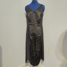 California Dynasty Vintage Black Mesh Panel Slip Dress Size L