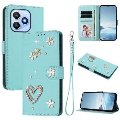 Diamond Love Leather Wallet Case Flip Stand Phone Cover Hot For OPPO Sony Xiaomi