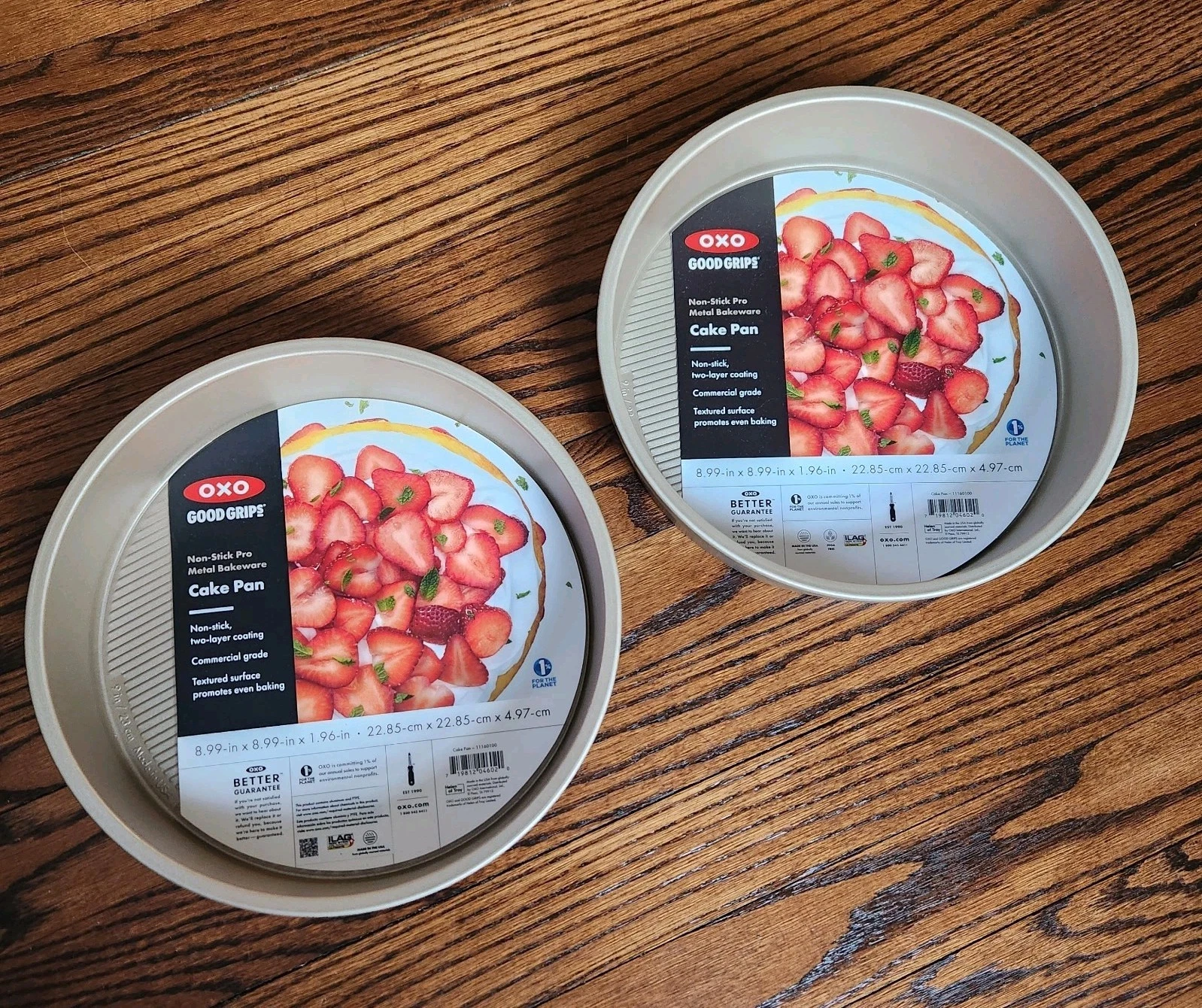 NEW *2* OXO Good Grips Non-Stick Pro 9" Textured Gold Cake Pans Commercial Grade