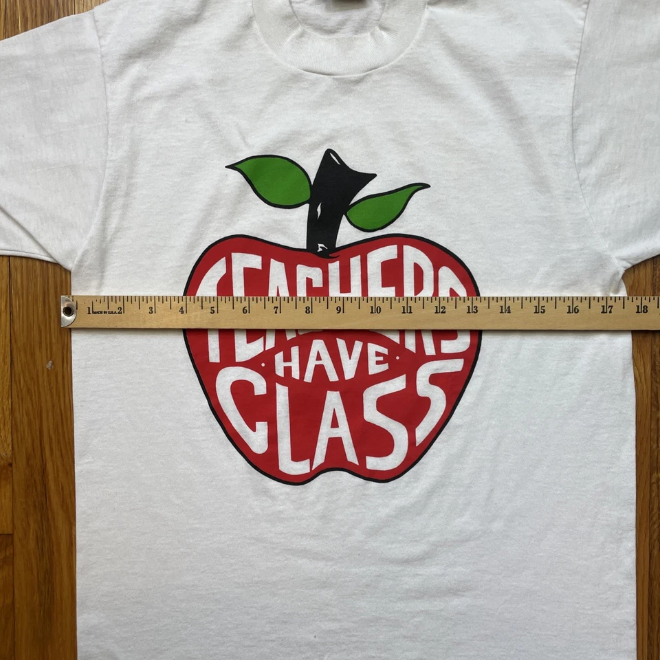 Vintage 80s T Shirt Mens M Teachers Have Class Screen Stars Single Stitch White - Image 4 of 4