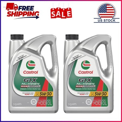 2 Pack, Castrol GTX Full Synthetic High Mileage 5W-30 Motor Oil, 5 Quarts