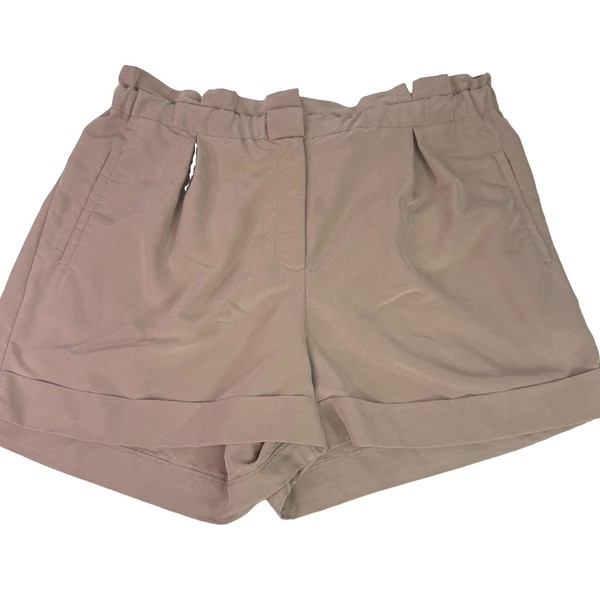 Forever New Size 14 Dress Shorts Beige Tan Paper bag Waist Mid Rise Party Formal