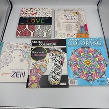 Lot of 5 Adult Coloring Books Stress Less Love Zen Mandalas Zodiac Shakespeare